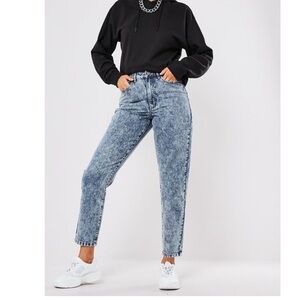 Missguided ASOS Light Blue Riot High Rise Acid Wash Mom Jeans US 4R UK 8R